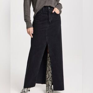 Favorite Daughter Sadie Denim Maxi Skirt with Front Slit (Asphault)